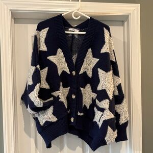 Stylish Navy and Cream Star Cardigan